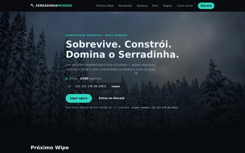 Homepage of serradinhamodded.eu, built by us