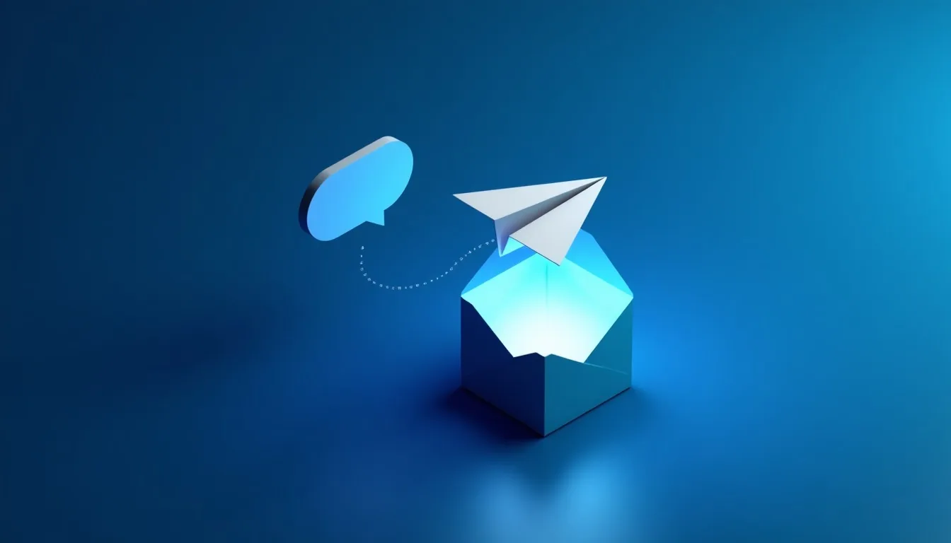 Illustration of a paper plane leaving an envelope