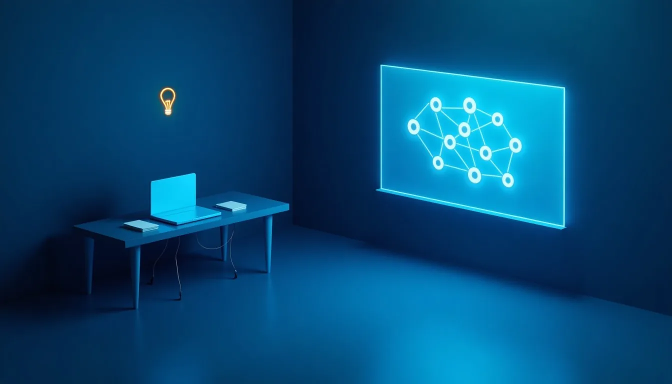 Illustration of a training room with a diagram on the board