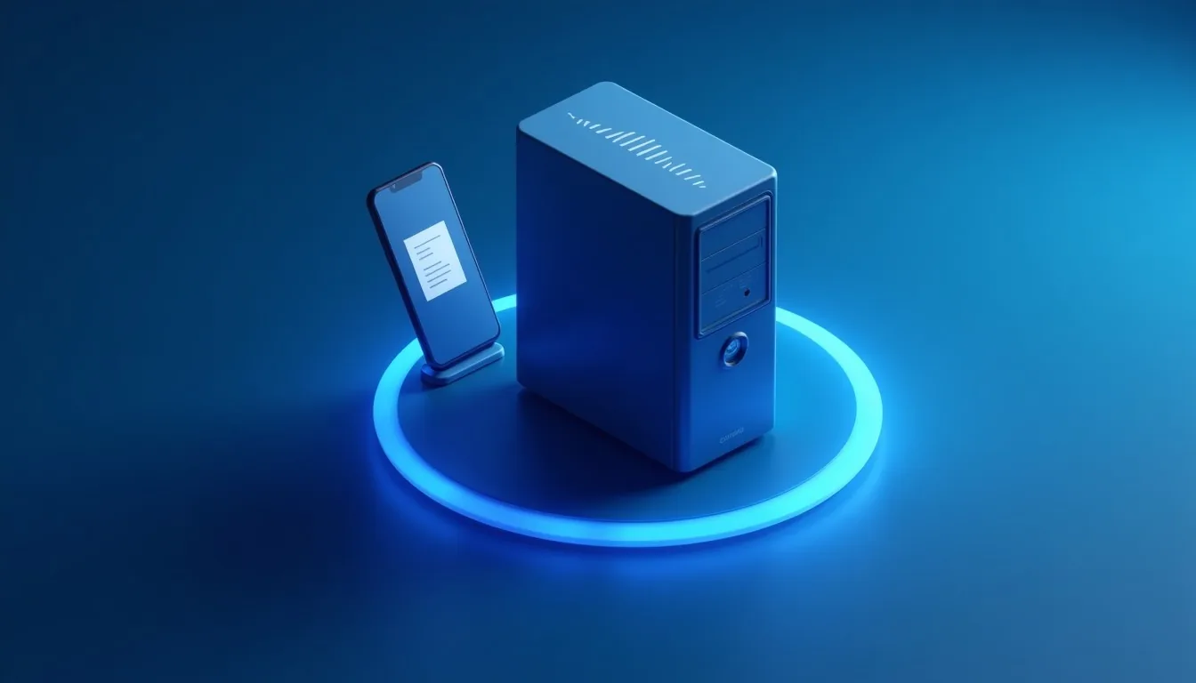 Illustration of monitoring: server, website and a phone alert