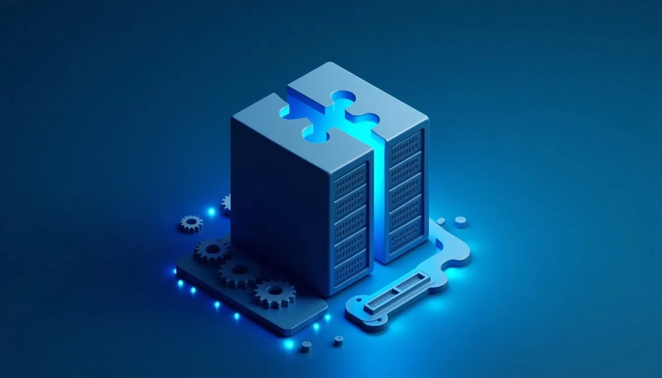 Illustration of modules plugging into a server